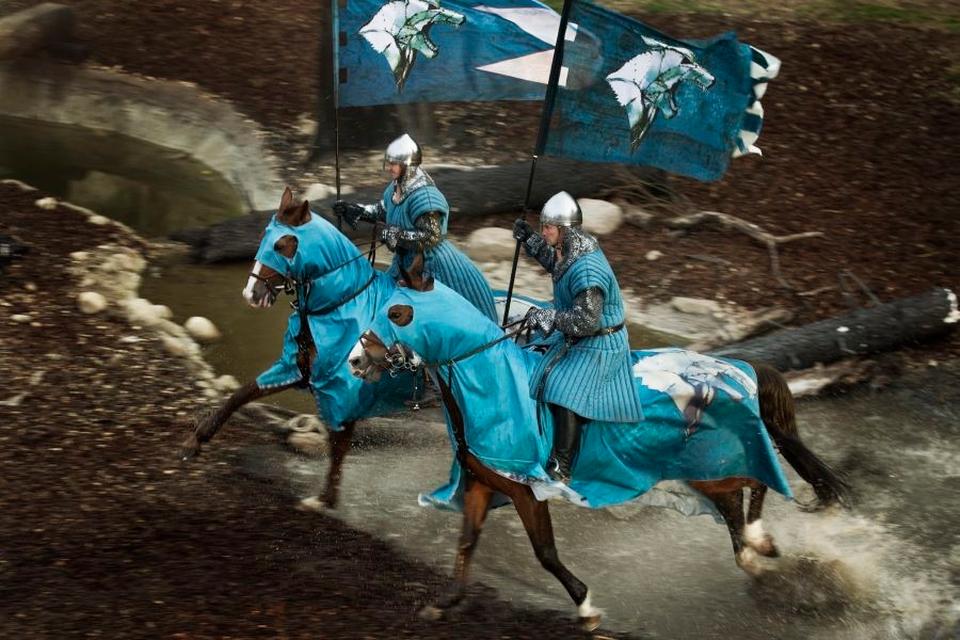 Mounted performers in the Robin Hood production